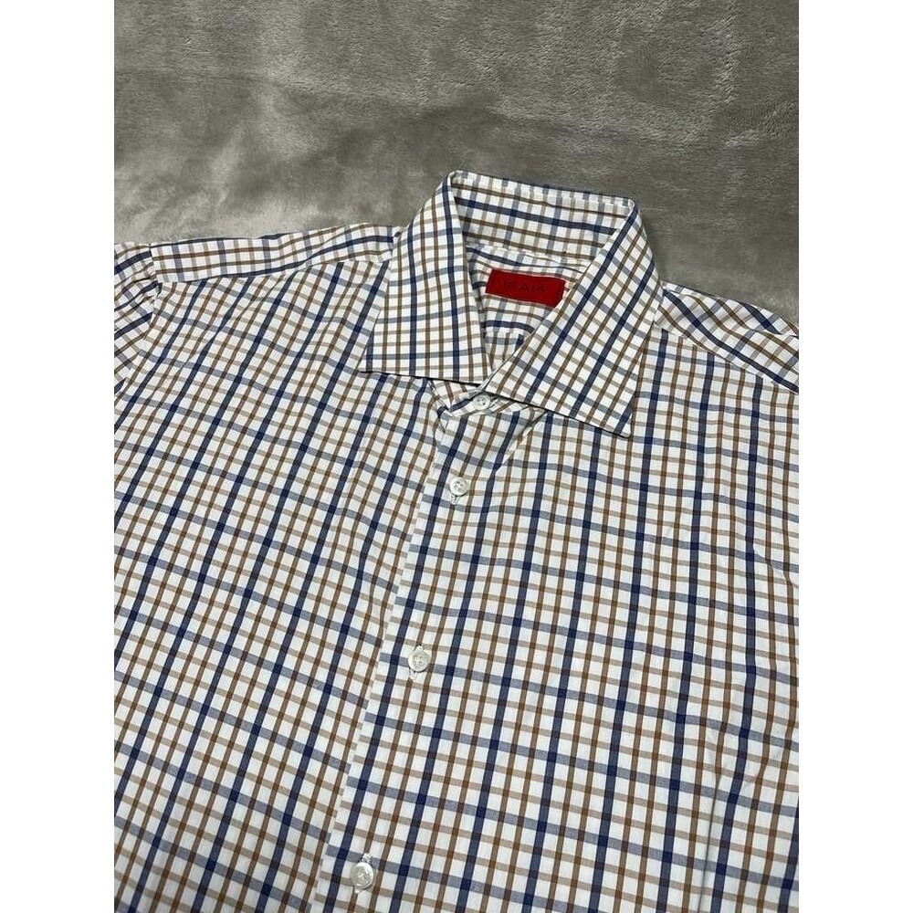 ISAIA Button Down Dress Shirt Men Size 17,1/2 /44 XXL Multicolor Long Sleeve